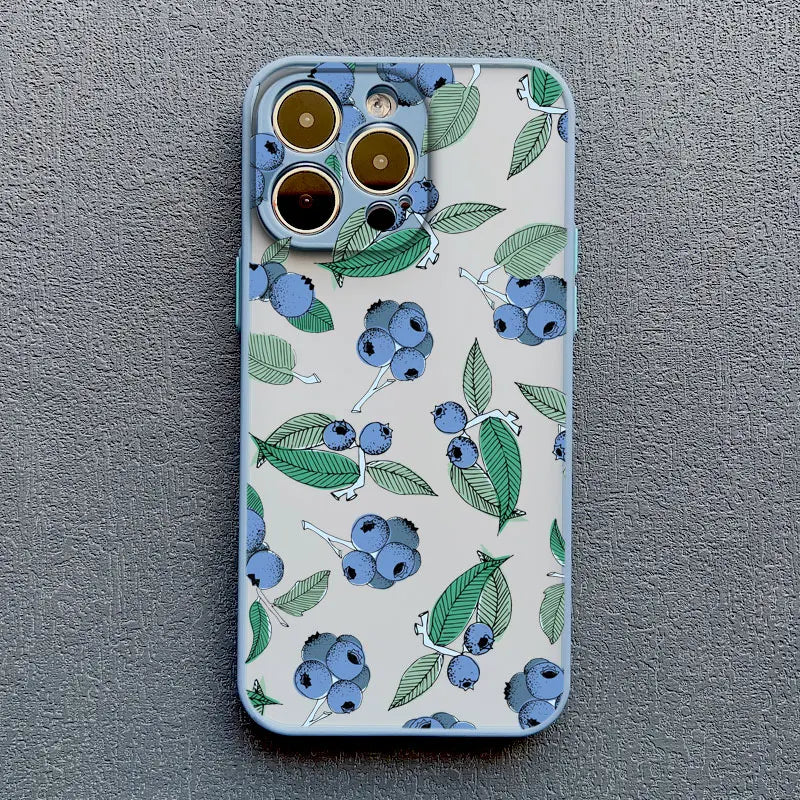 Fruit Lemon Strawberry Blueberries Phone Case For iPhone 16 15 14 11 Pro Max 12 13 Mini Pro Max XS XR X 7 8 15 14 Plus SE2 Funda