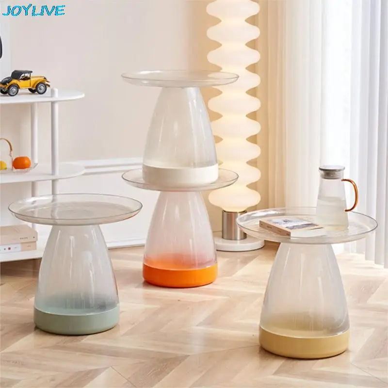 Round Table Plastic Coffee Table Sofa Side Table Simple PET Coffee Table for Home Use Living Room Decoration