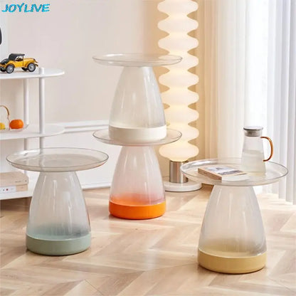 Round Table Plastic Coffee Table Sofa Side Table Simple PET Coffee Table for Home Use Living Room Decoration