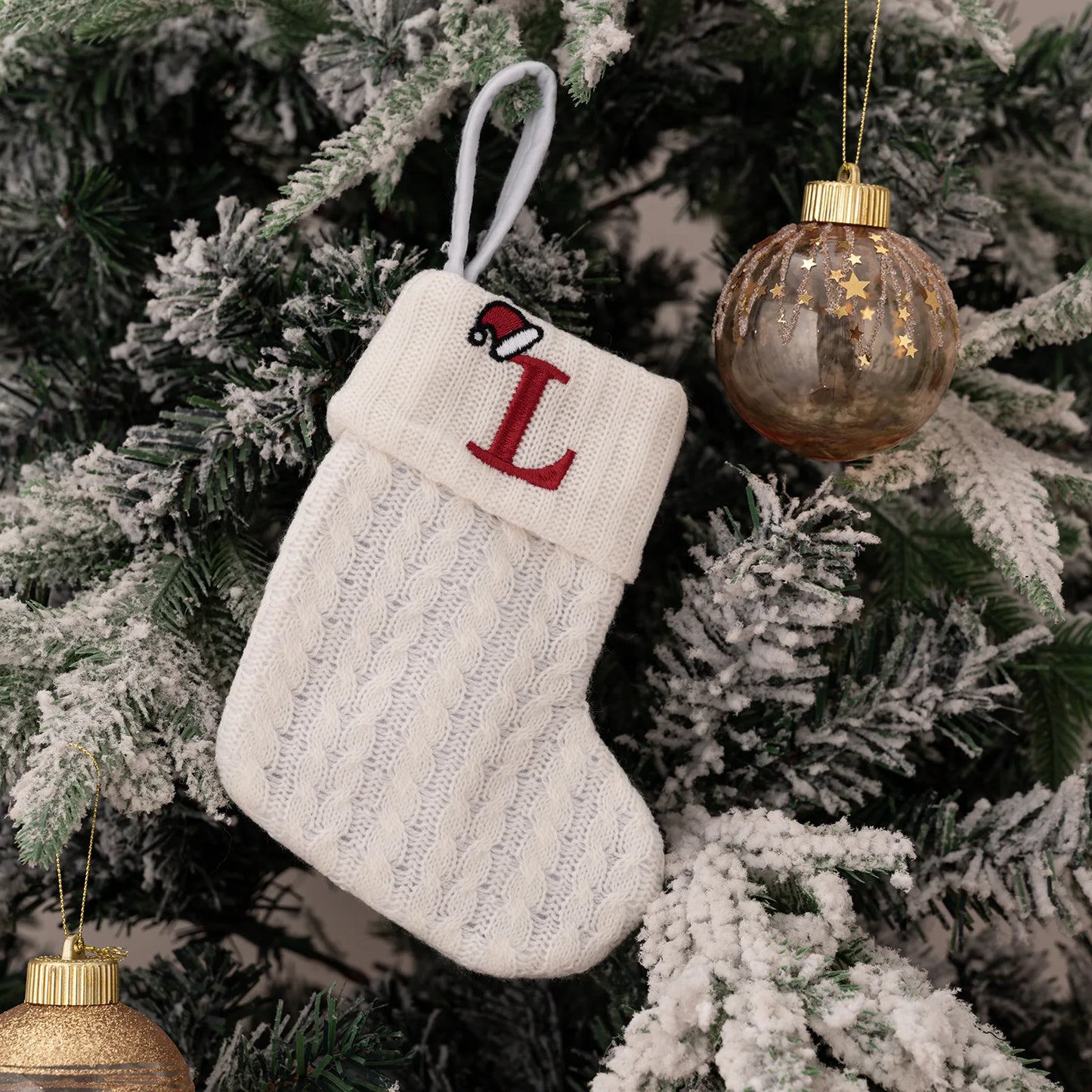 1PC A-Z Letter Hanging Christmas Stockings Knitted Socks Christmas Tree Hanging