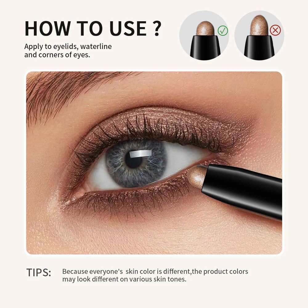 Waterproof 10 Colors Crease-proof Eyeshadow Pencil Stick Lasting Glitter Shimmer Matte Eye Shadow Highlighter Pen Eyes Makeup