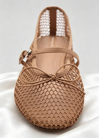 Summer Ballet Flats Women Bow Round Toe Comfortable Casual