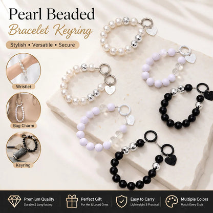 Women's Beaded Wristlet Keychain Bracelet Minimalist Acrylic Beads Phone Case Earphone Cover Strap Hands-Free Cell Phone Charm