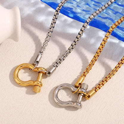 Mixed Color Square Pearl Chain Lock Pendant Necklace For Women Girls DIY Neck Jewlery Accessories