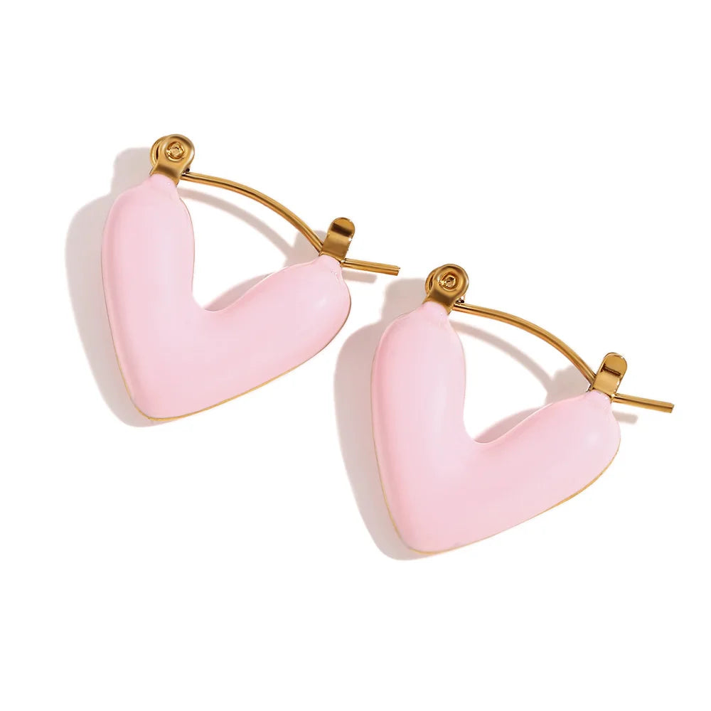 Enamel Asymetric Love Twisted Earrings Colorful 18K Gold Plated  316L Stainless Steel Ear Jewelry