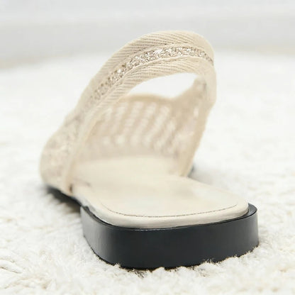 Elegant Flat Women Sandals Summer Square Toe