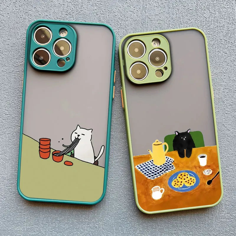 Stacked Cat Phone Case for iPhone 16 15 14 13 12 11 Pro Max 13 12 Mini X XR XS 7 8 Plus Matte Cover Girls Cute Gifts Phone Shell