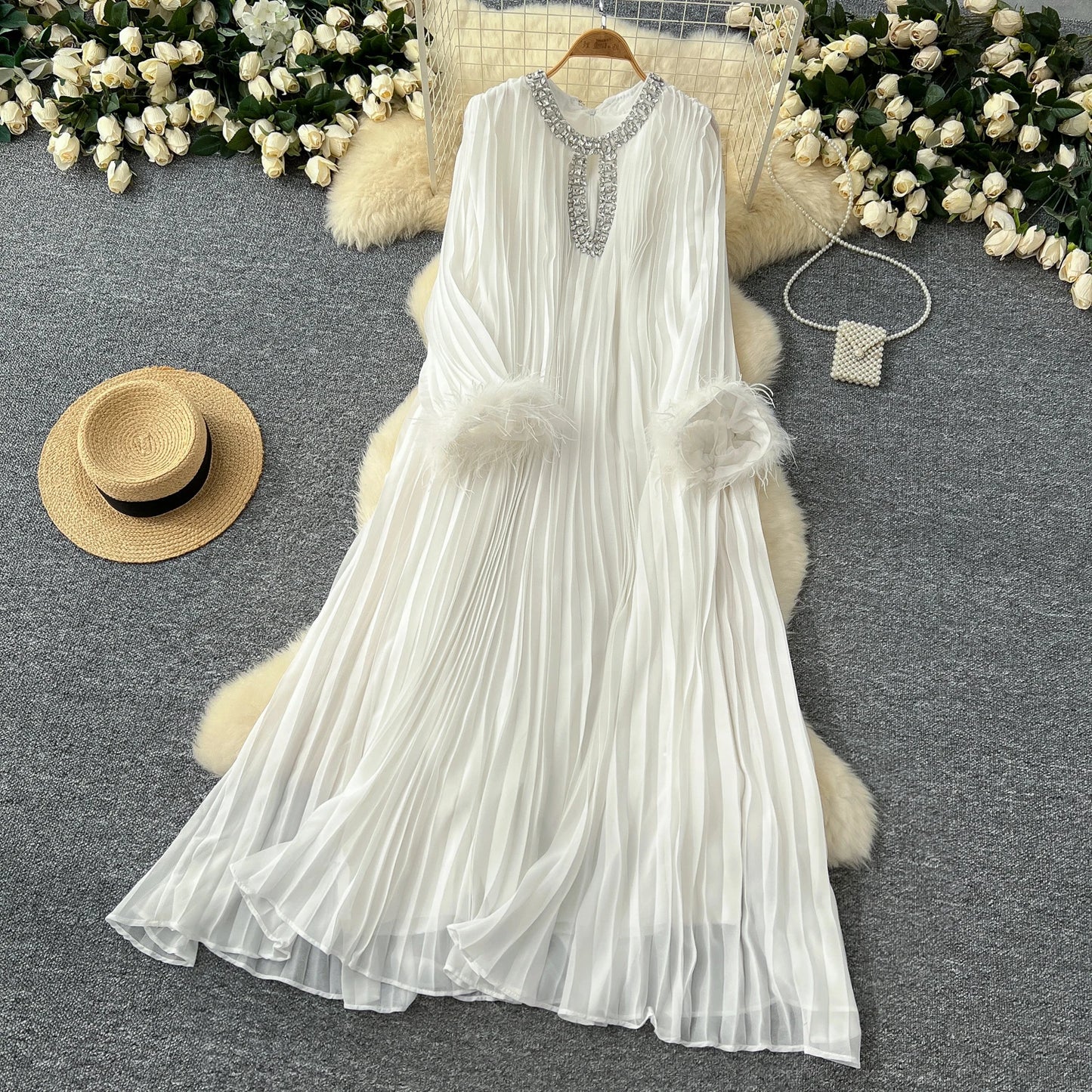 Elegant Loose Dress Women Long Sleeve Casual Dress