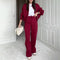 Two Piece Sets Round Fashion Simple Jacket Casual Straight Leg Pants Autumn Winter High Street Lady Suit