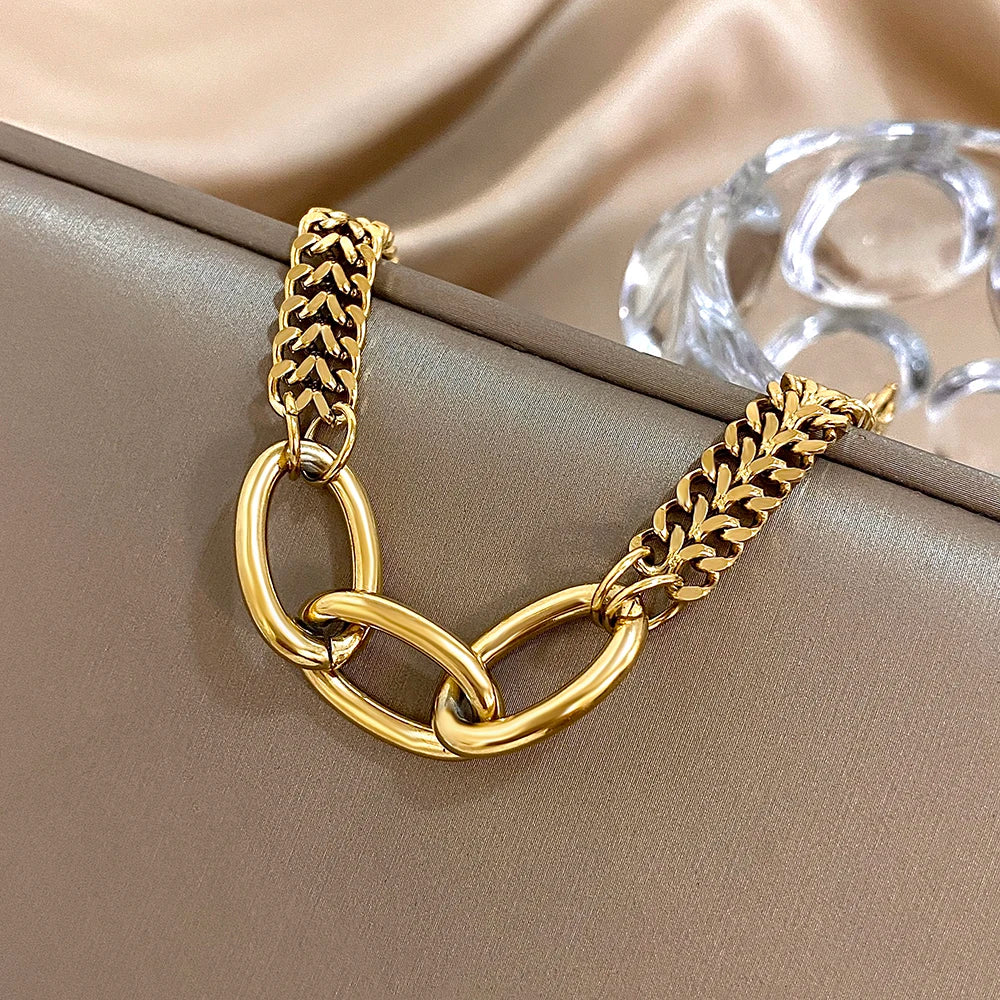 Bracelet for Women Fashion Punk Golden Thick Bracelets Simple Wrist Jewelry