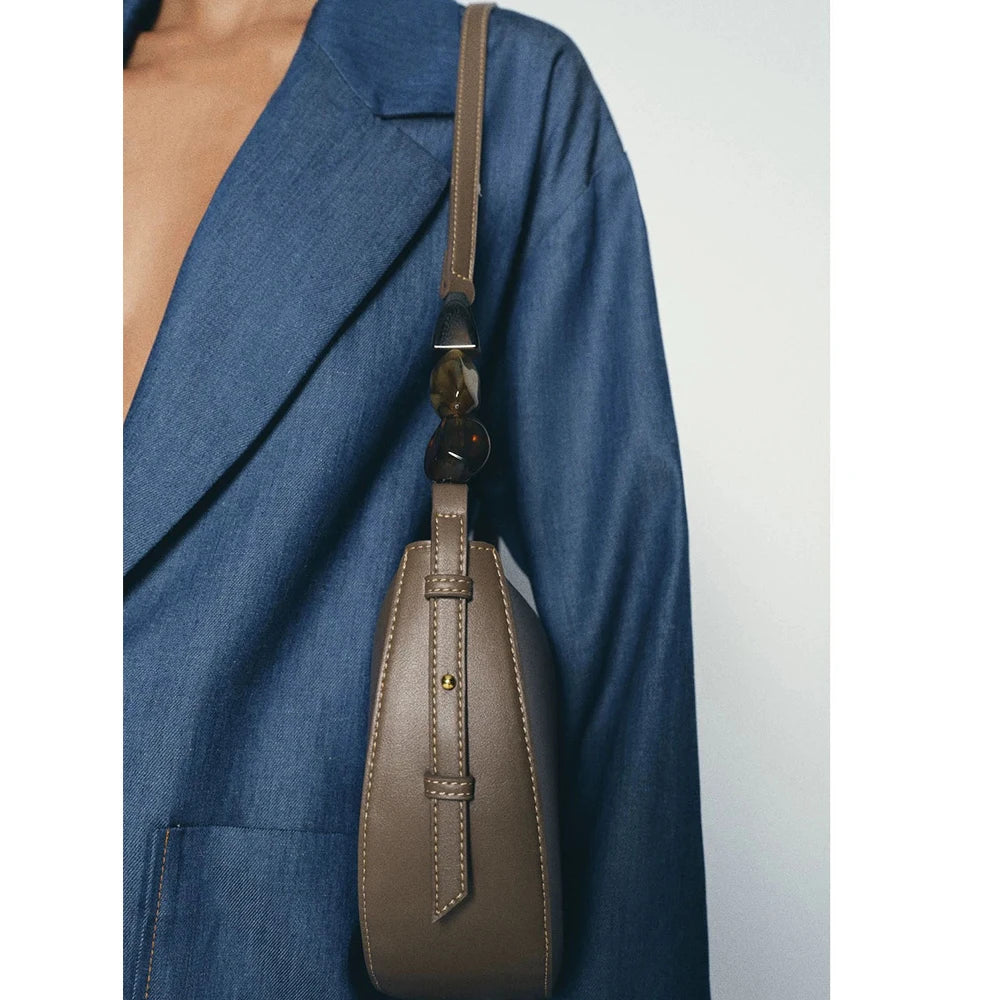 Fashion Beading Women Shoulder Bag Half Moon Handbags