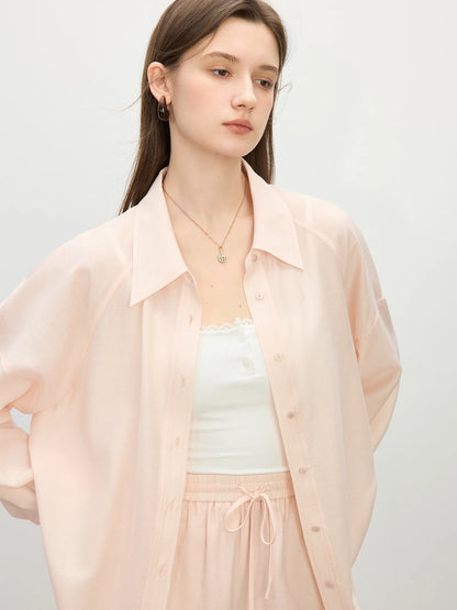 Three Color Acetate Silhouette Loose Physical Sun Protection Shirt For Women