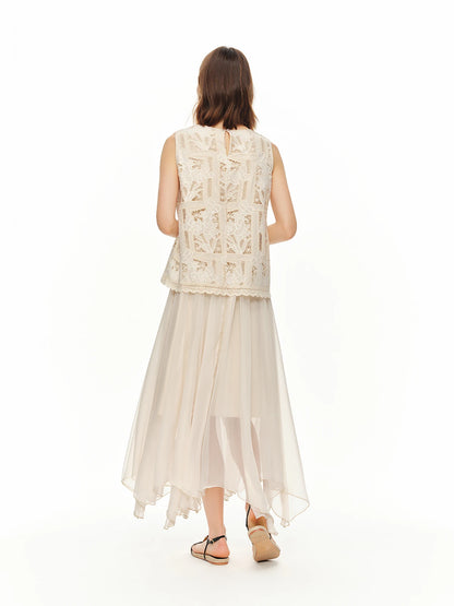 Summer Women's Heavy Embroidered Lace Vacation Dress