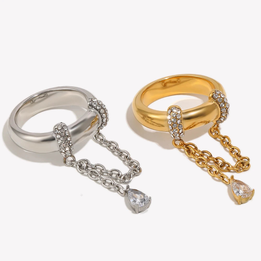 Charm Rings 18K Gold Plated Stainless Steel Rings Minimalist Edgy Ring Stacking Jewelry