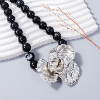 Metal Flower Pendant Necklace for Women