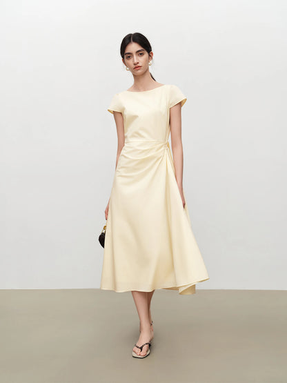 Simple A-line Dress for Women New Summer 2026 Draped Sleeveless Mid-calf Dress Pleated Waist-defined