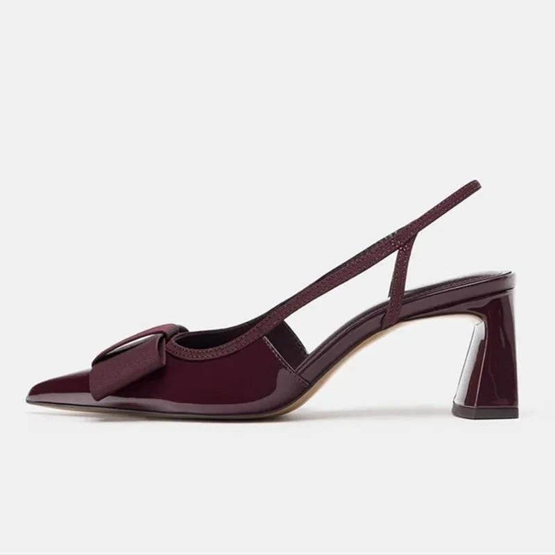 Burgundy Patent Leather Pointed Toe Women