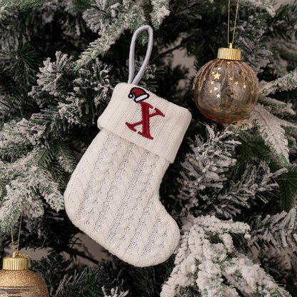 1PC A-Z Letter Hanging Christmas Stockings Knitted Socks Christmas Tree Hanging