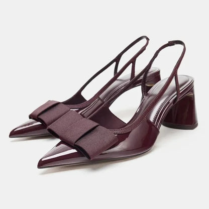 Burgundy Patent Leather Pointed Toe Women