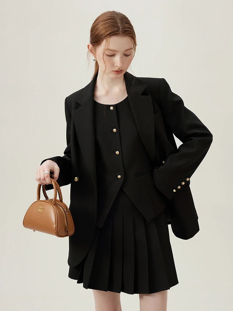Women Blazer Temperament Suit Jacket for Office Lady Sets Formal Female Blazer Vest Skirt