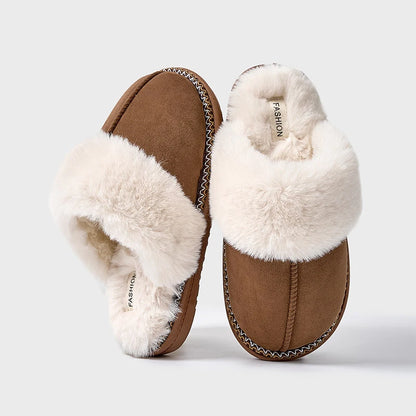 Fur Collar Fluffy Winter Slippers Indoor Outdoor