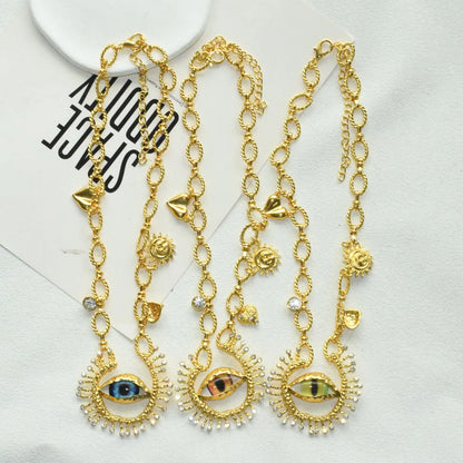 1PC New Fashion Women's Metal Alloy Chain With Eyes Pendant Necklace