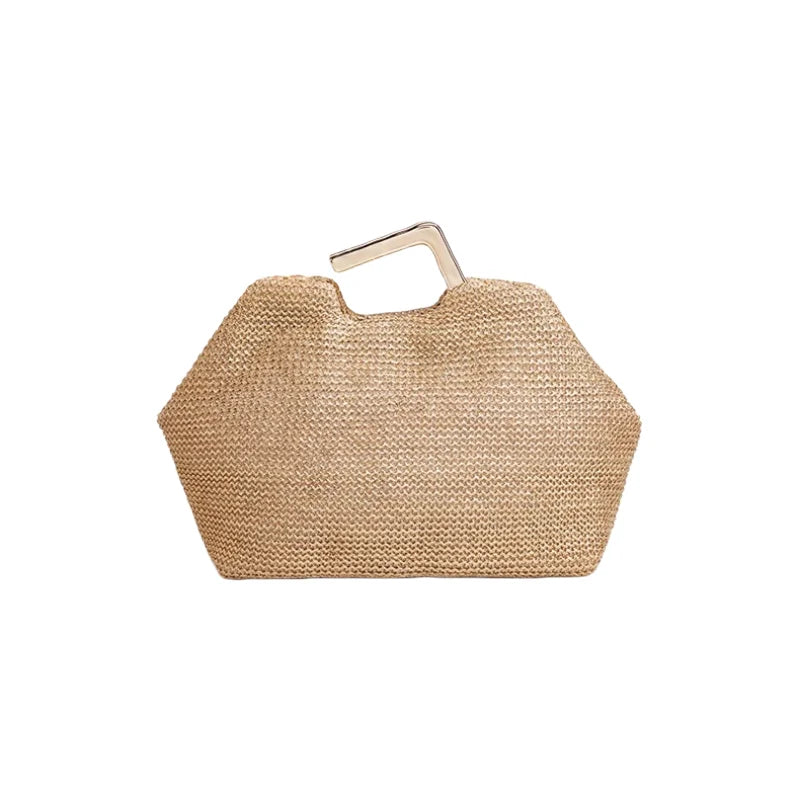 Casual Knitted Trapezoidal Bag Handmade Straw