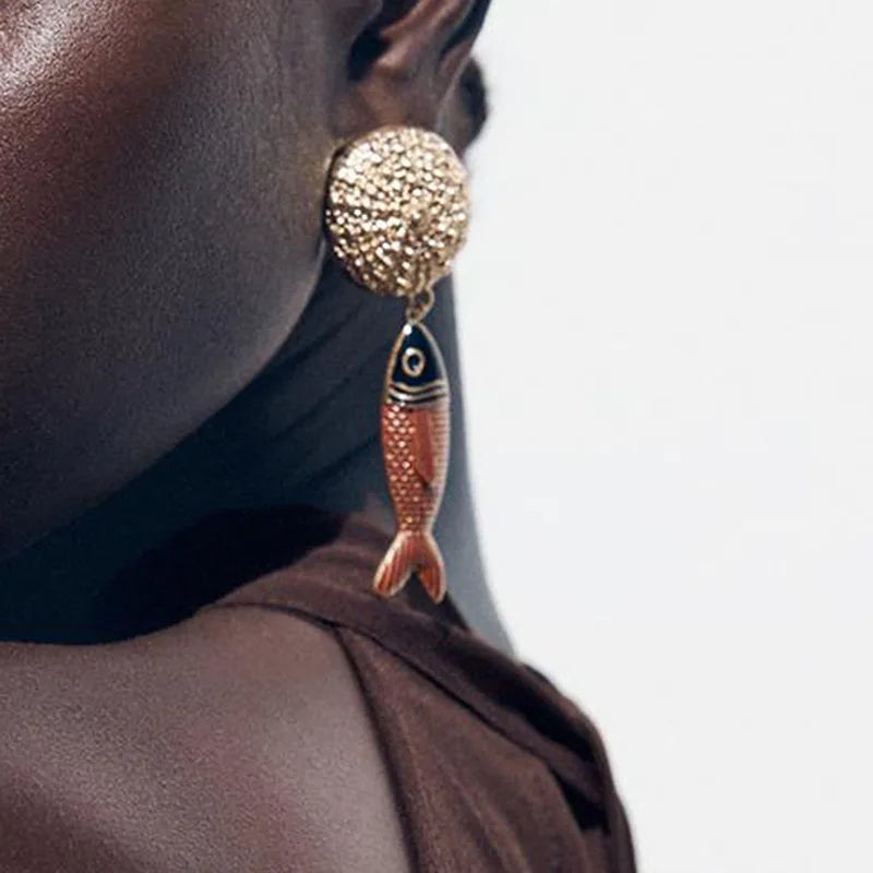 Fish Pendant Earrings  Luxury Style