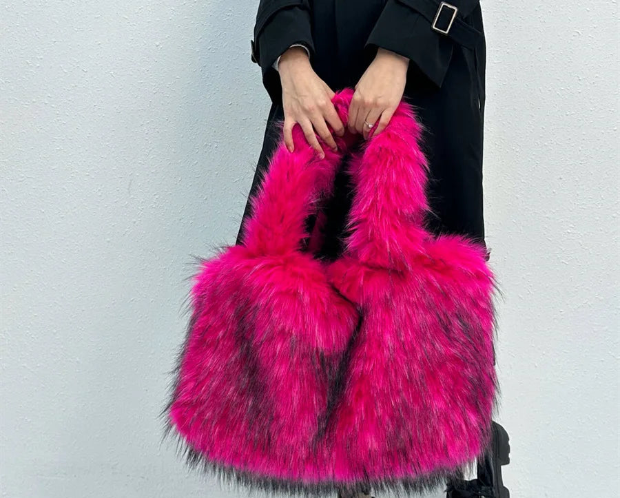 Luxury Faux Mink Fur Bags for Women Handbags