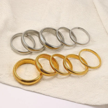 Waterproof Stainless Steel Texture Bracelet Retro Elasticity Thick Metal