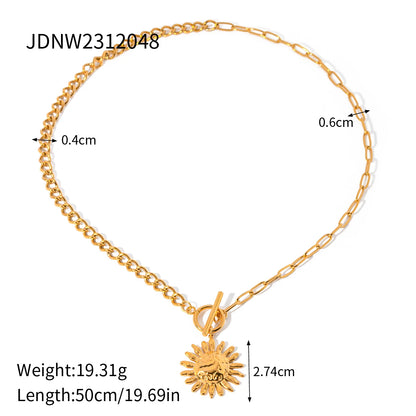 Gold Plated Stainless Sunflower Earrings & Pendant Necklace