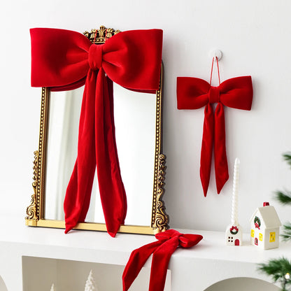 Christmas long velvet bow ornament for Christmas decoration Elegant bow design for tree and home decoration
