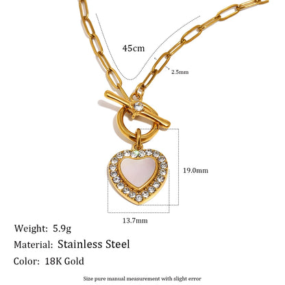 Heart Pendant OT Clasp Necklace 18K Gold Plated Stainless Steel Necklace For Women Vintage Hypoallergenic Jewelry