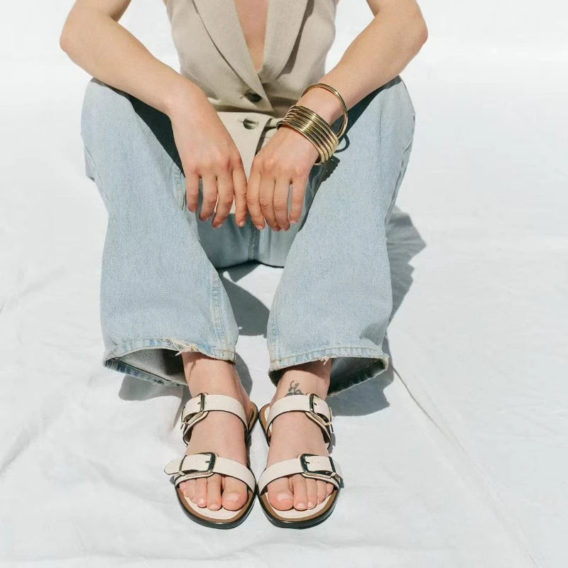 Comfortable Beige SoftFlat Sandals