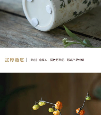 Ceramic Vase For Home Decoration Living Room Decor  Hydroponic Flower Arrangement Pastoral Style Green Vase Flower Pot For Plant