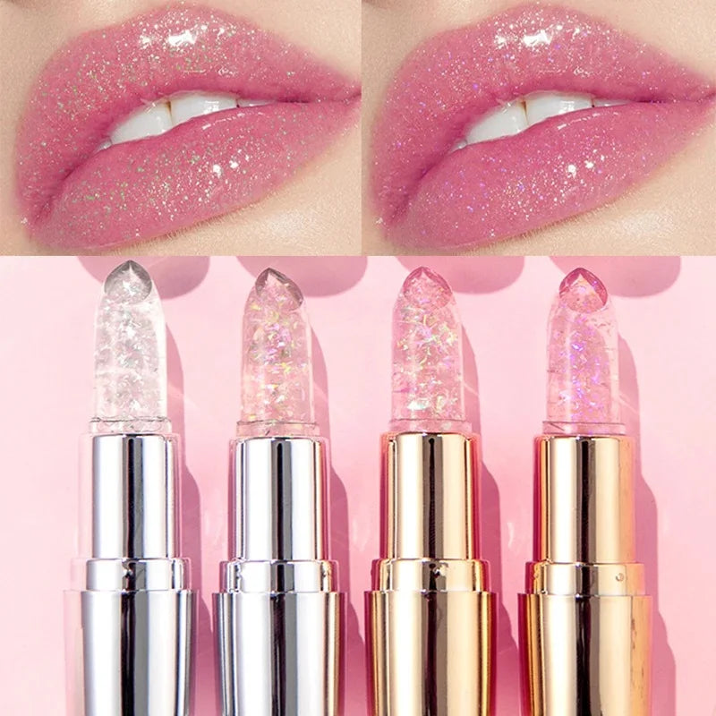 Glitter Lipstick Lip Balm Color Change Transparent Moisturizing Crystal