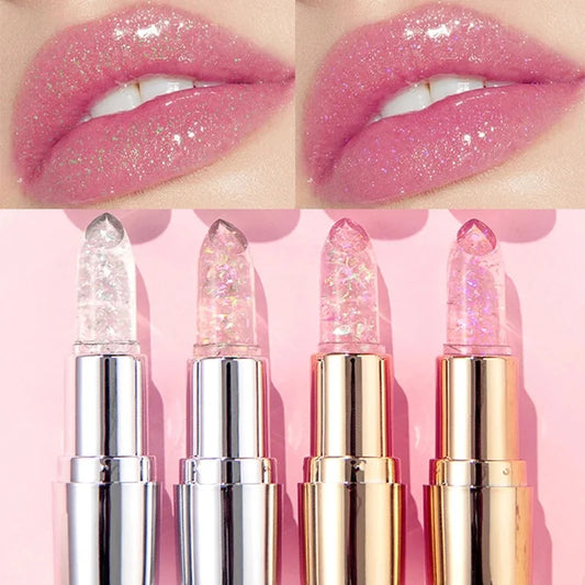 Glitter Lipstick Lip Balm Color Change Transparent Moisturizing Crystal