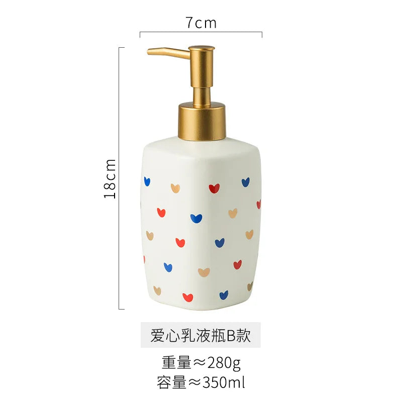 Cute Heart Print ceramic Bathroom Accessories