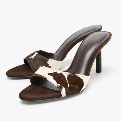 Faux Fur Slippers for Women Animal Printed