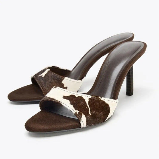 Faux Fur Slippers for Women Animal Printed