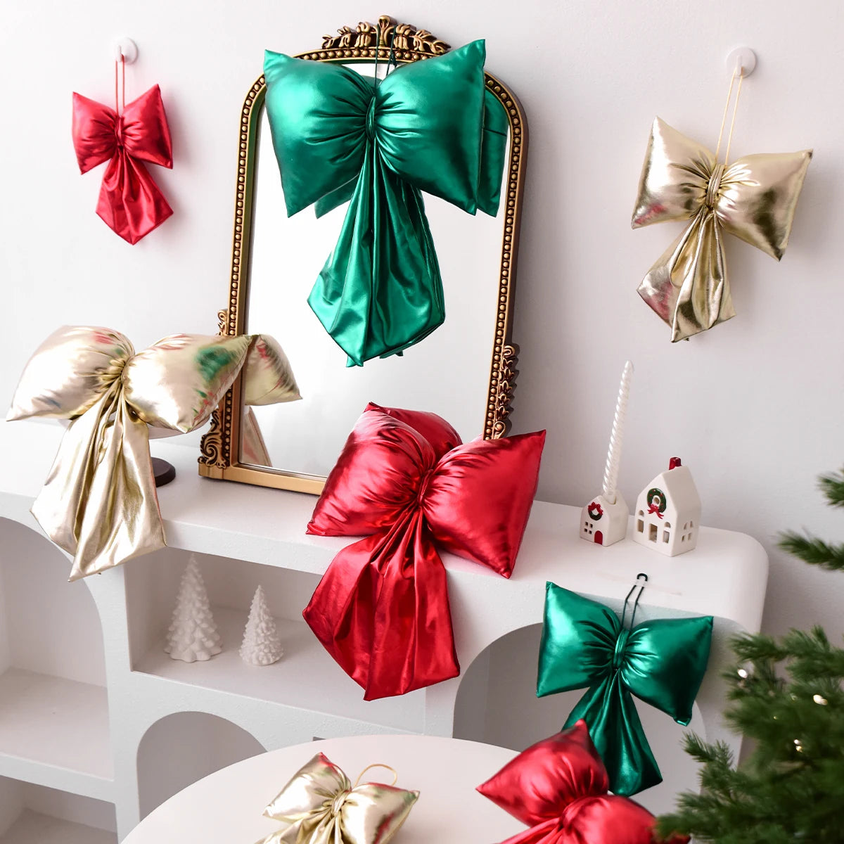 Christmas 3D sequin bow decoration ornament for Christmas tree