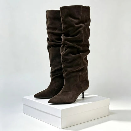 Pleated Winter Long Boots Women