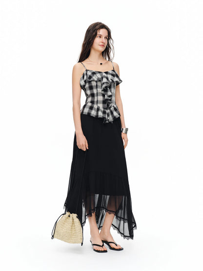 Summer New Arrival Elegant  Midi Skirt High-waisted Black