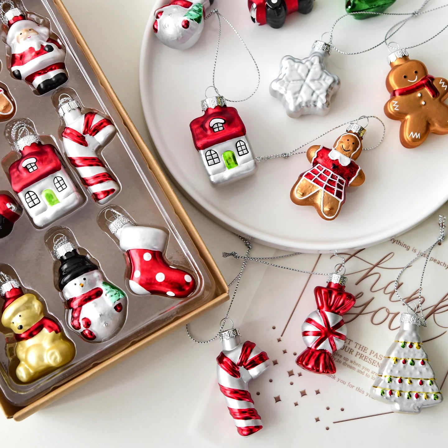 Christmas Set Glass Gingerbread Man Christmas Tree