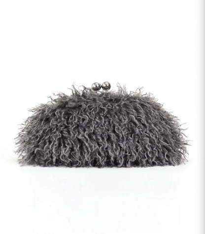 Women kisslock Faux Fur Clutch bag