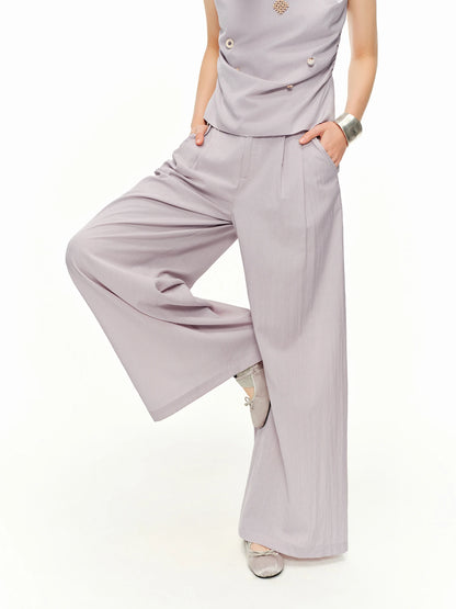 Women Coastal Wander Leisure Fashion Outfit,New French Holiday Camisole & High Waist Wide Leg Pants Set
