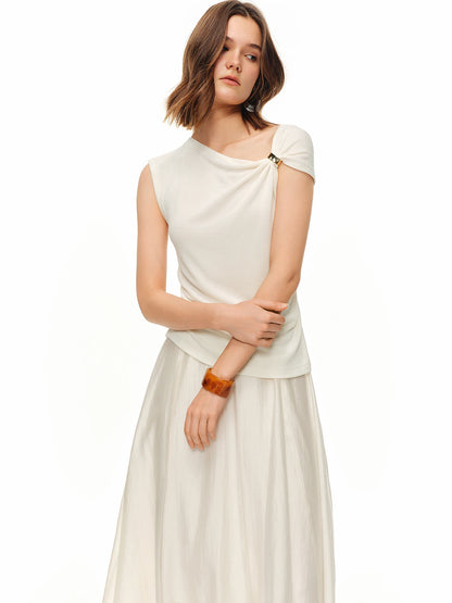 Summer Women's Twist Knot Button Tuck Detail Blouse Waist-Defining Fit - Sophisticated Romantic for Evening