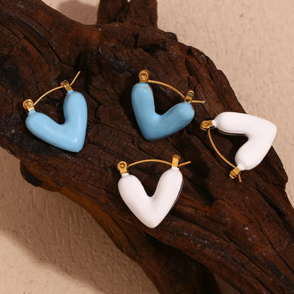 Enamel Asymetric Love Twisted Earrings Colorful 18K Gold Plated  316L Stainless Steel Ear Jewelry