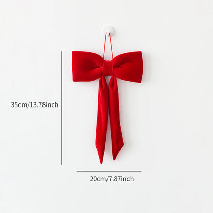 Christmas long velvet bow ornament for Christmas decoration Elegant bow design for tree and home decoration