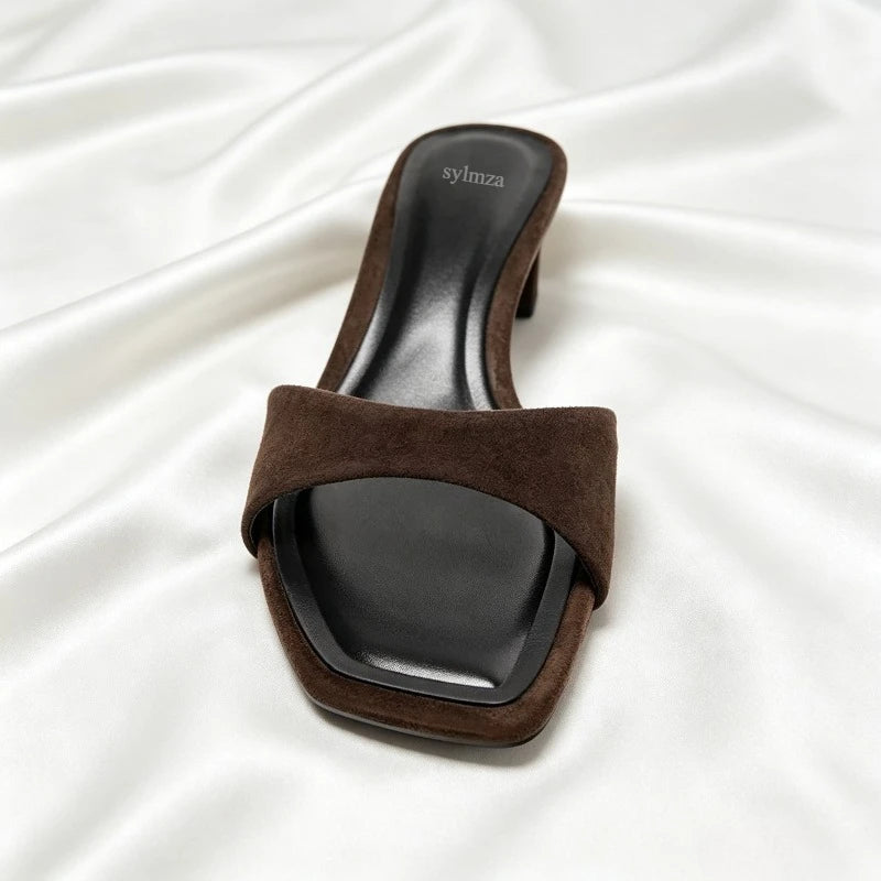 Women Heels Sandals Square Toe Open Toe